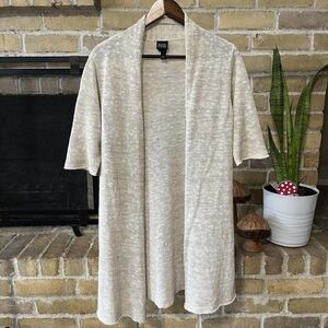 Eileen Fisher Linen Blend Shimmer Short Sleeve Duster Cardigan
